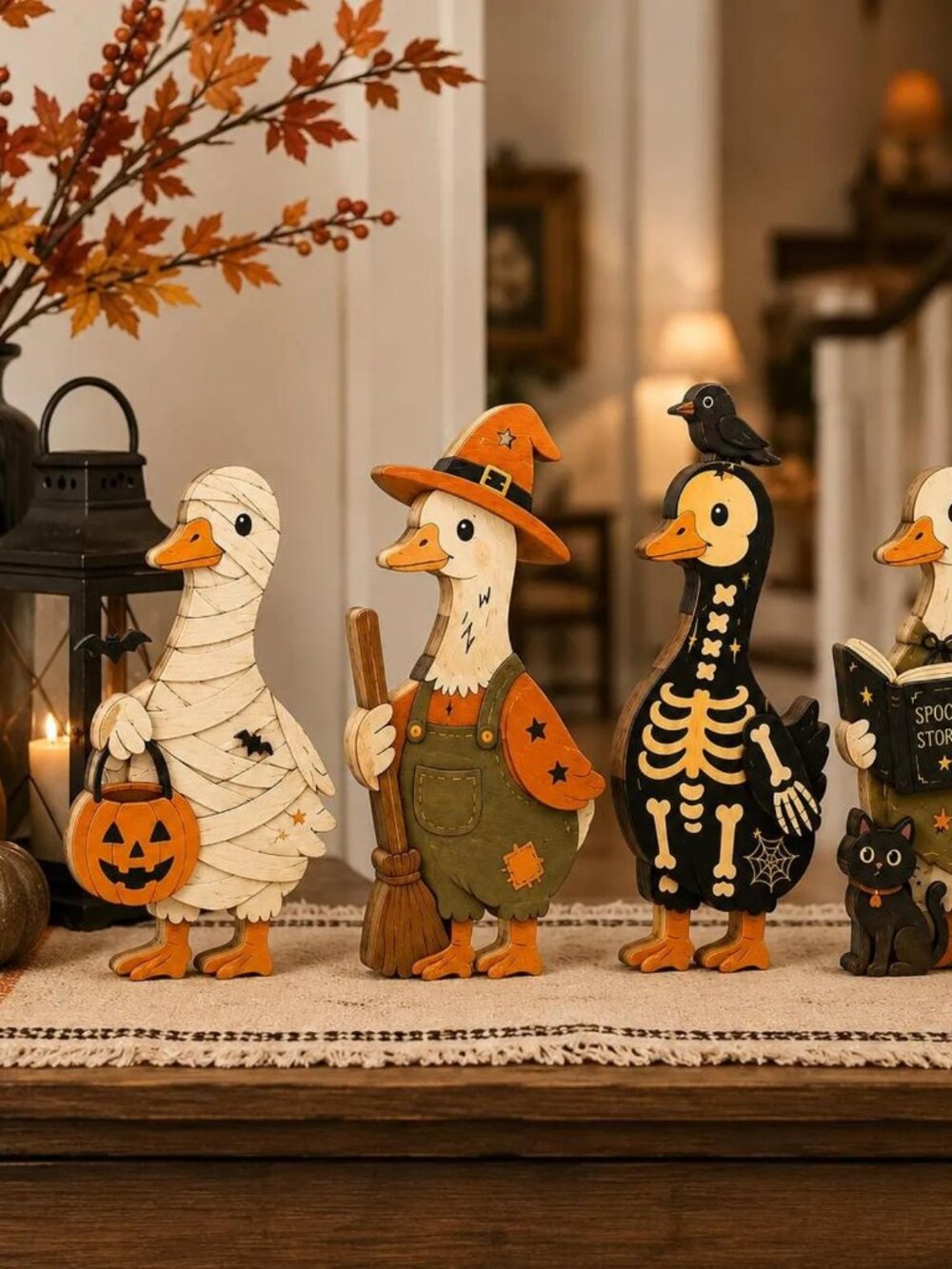 Ghost Halloween Wooden Block, Wooden Ghost Shelf Sitter